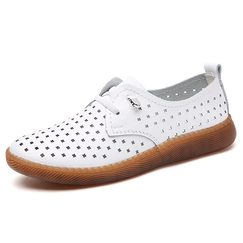 100% Genuine Leather Summer Women Casual Shoes Female Spring White Shoes Sneakers Soft Flats Breathable Outdoors Footwear