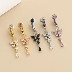 1 Pcs Non-Piercing Butterfly Fake Belly Piercing Butterfly Clip On Umbilical Navel Fake Piercing Fake Clip