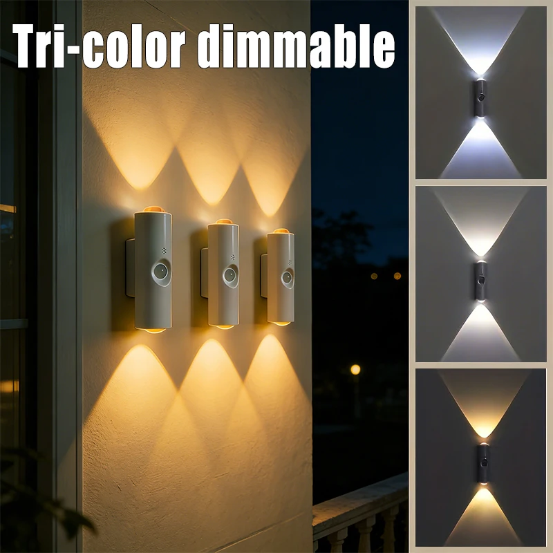 Rechargeable Motion Sensor LED Wall Light with 3-Color Adjustment Night Light  for Entryway Kitchen Closet  Bedroom