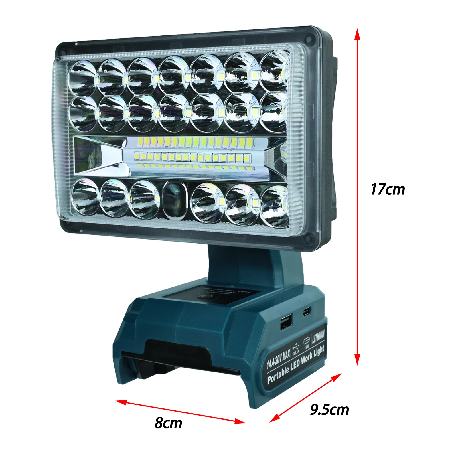 28W 2000LM LED Work Light for Bosch 14.4-20V Li-ion Battery Lamp Flashlight Outdoor Emergency Lighting with USB Type-C Port