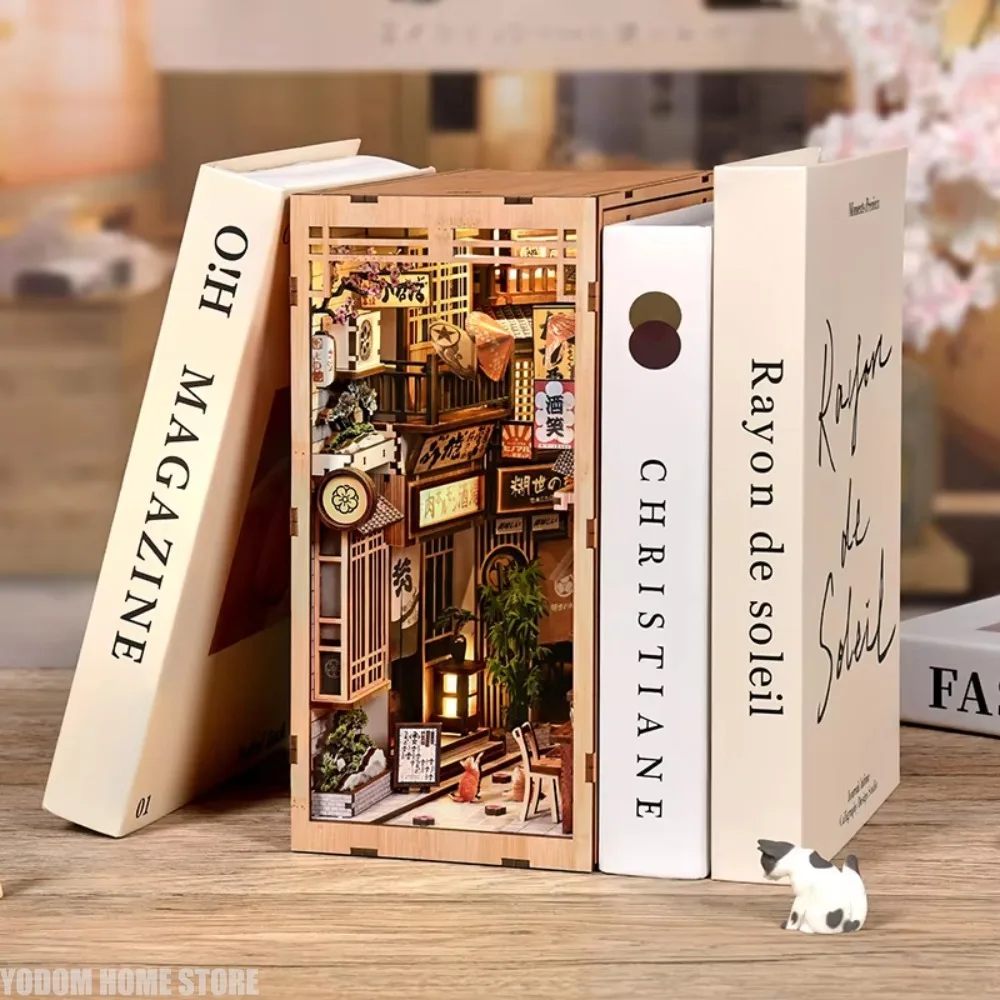 

Cat's Alley DIY Miniature House - 3D Wooden Book Nook Kit, Hand-Assembled Bookend & Home Decor, Christmas and Black Friday
