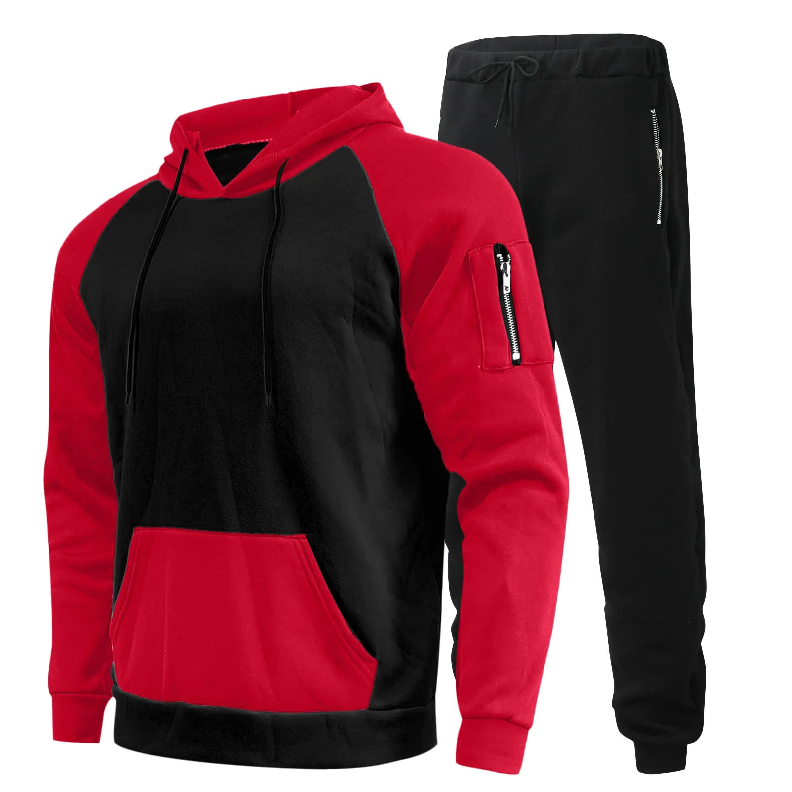 Winter Thickened Hair Grab Zipper Sweater Two-piece Set Sports And Leisure Men's Suit view 2