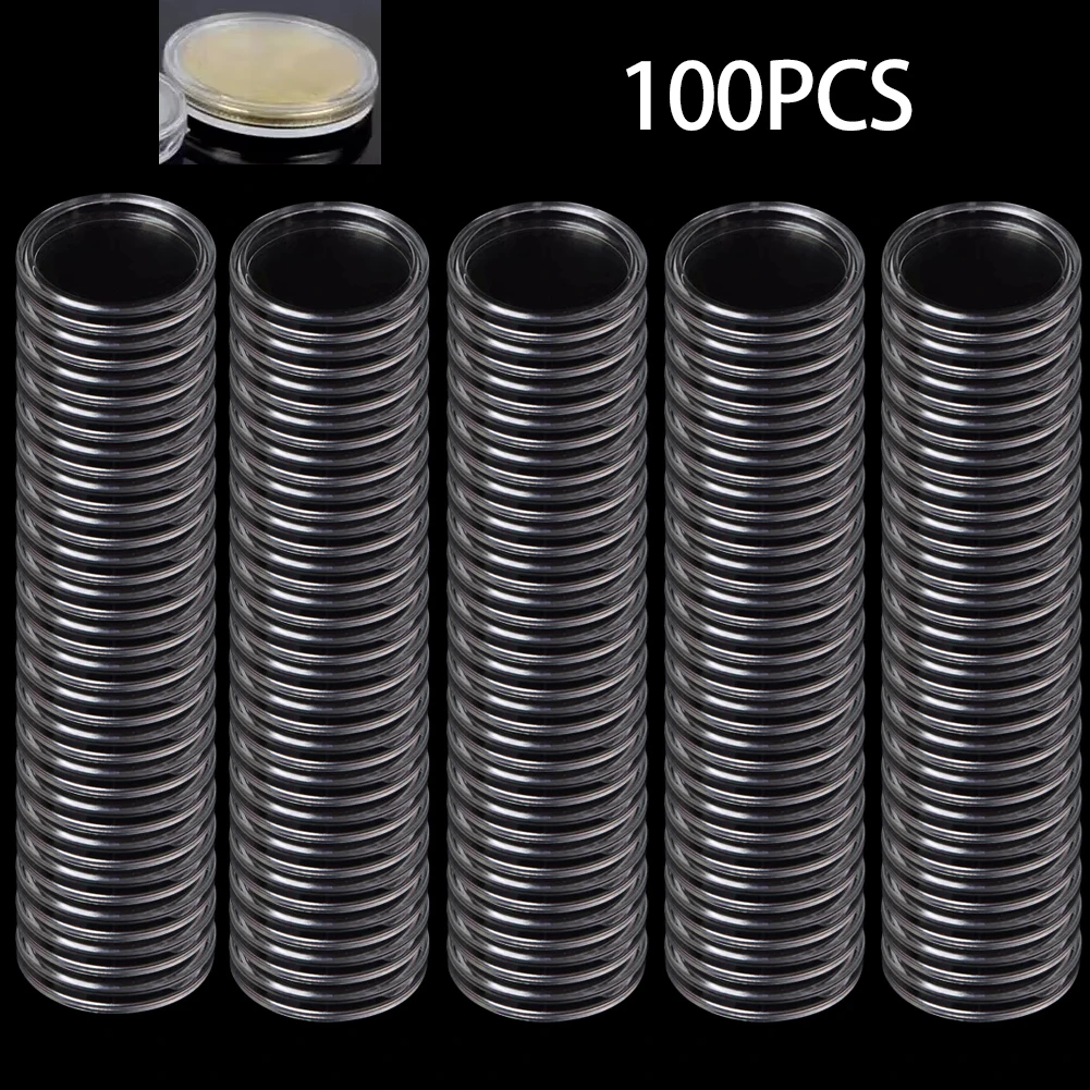 100PCS Clear Coin Capsules Holder Storage Display Case Inner Diameter 40mm Transparent Round Coin Protection Box New