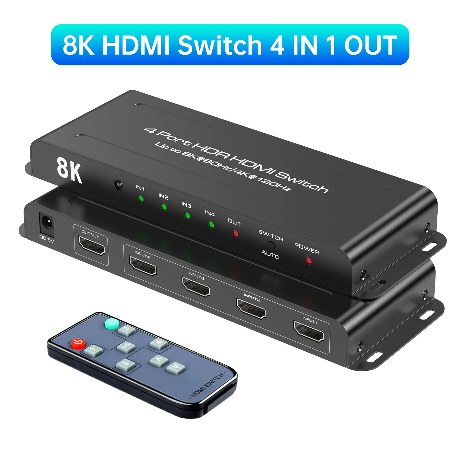 

MOSHOU HDMI 2.1 Switch 8K 60Hz 4K 120Hz 2 in1 out 3 in 1 out 4 in 1 out Switcher Splitter for TV Xiaomi Xbox SeriesX PS5 Monitor