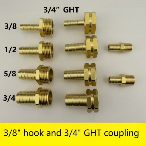 Brass garden hose adapter fittings, 3/8