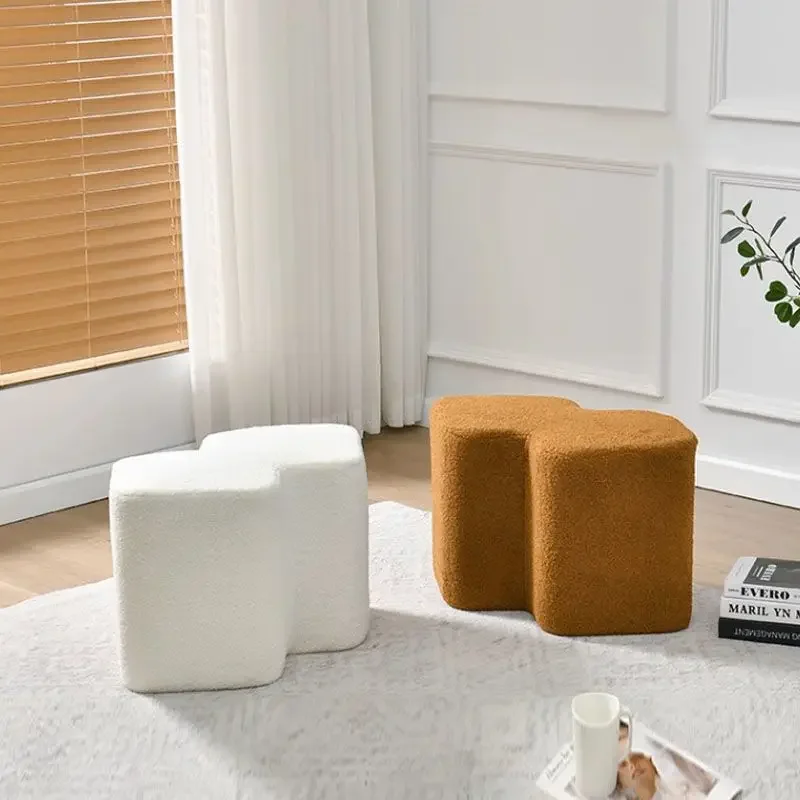 

Minimalist Nordic ins wind bedroom shoe stool living room net red lamb fleece simple Japanese home foot