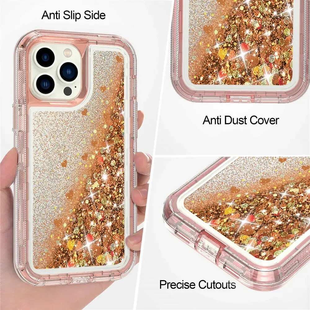 Luxury Glitter Dynamic Quicksand Case for IPhone 17 16 15 14 13 Pro Max X XSMAX XR SE 6 7 8 Plus Heavy Shockproof Phone Cover