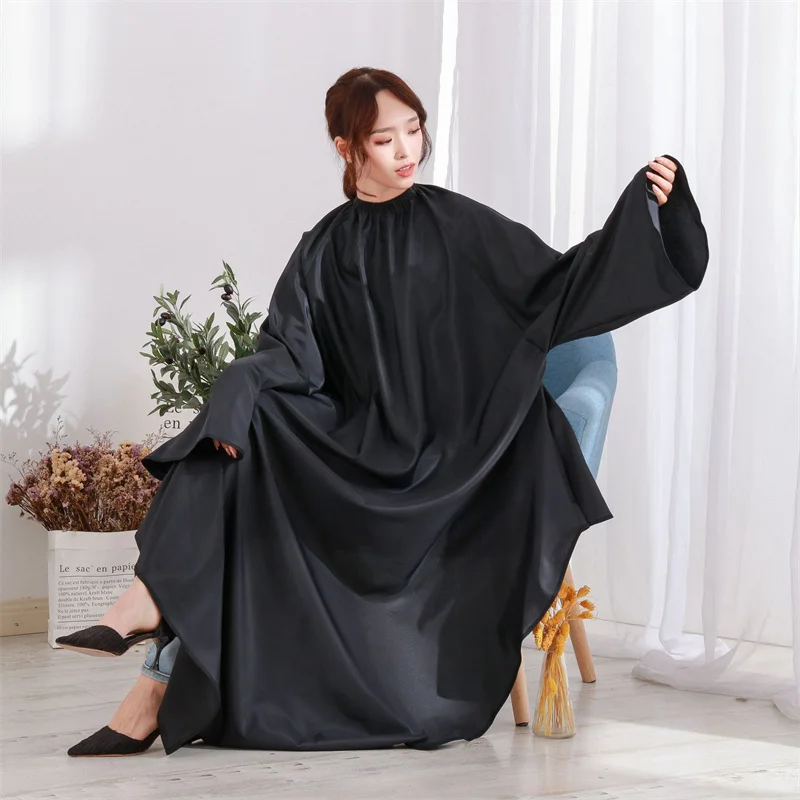 

145*165cm Professional Black Long Sleeve Waterproof Hair Cutting Cape Haircut Apron Salon Hairdressing Cloth Gown Wrap