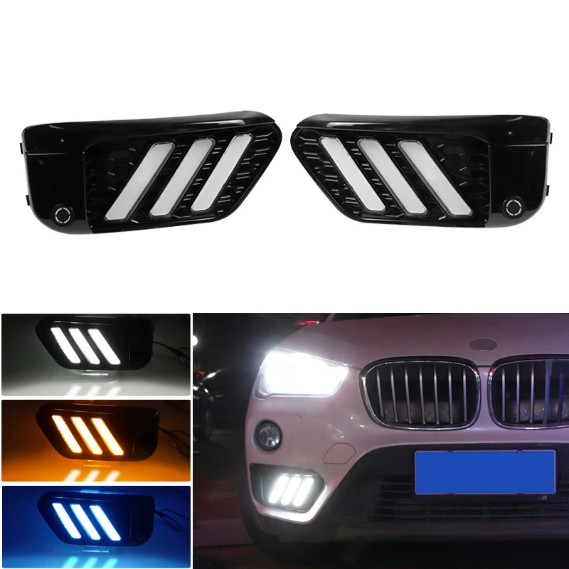 LED DRL Lights For BMW F48 F49 2016-2019 12V Function as White LED DRL Light Amber Dynamic Turn Light Blue Night Driving