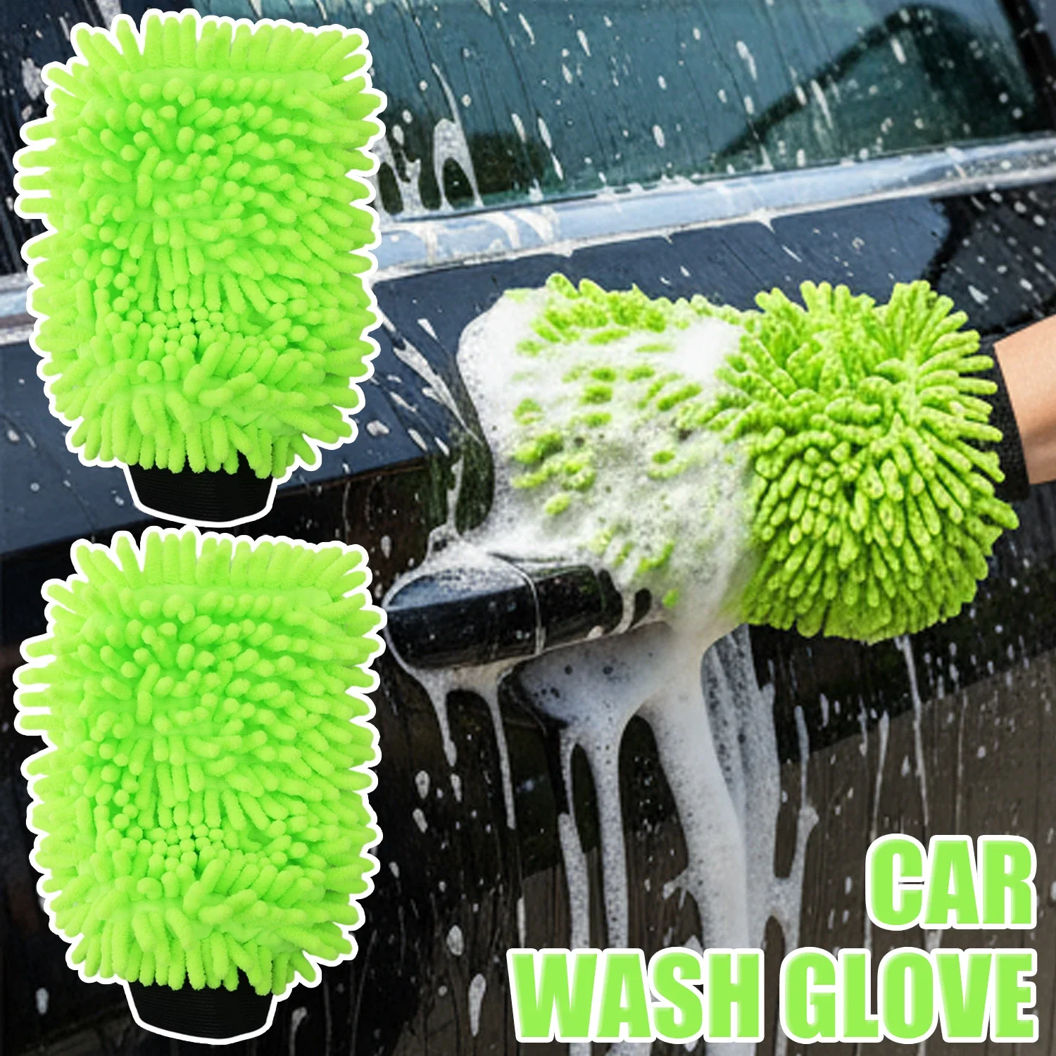 Auto-Waschhandschuhe Wasserdichte Mikrofaser-Chenille-Handschuhe Autoreinigungshandschuh Detaillierungsbürste Autopflege Doppelseitiger Handschuh