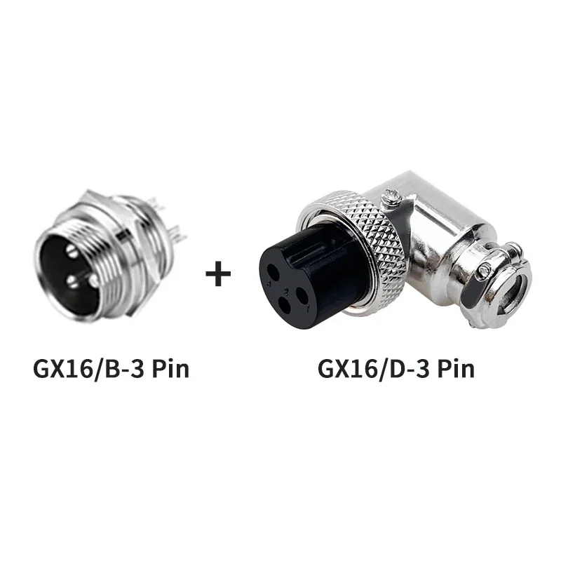 5Sets GX16 90° Right Angle Aviation Connector 2/3/4/5/6/7/8/9 Pin Male & Female Circular Plug with M16 Thread, Butting Type