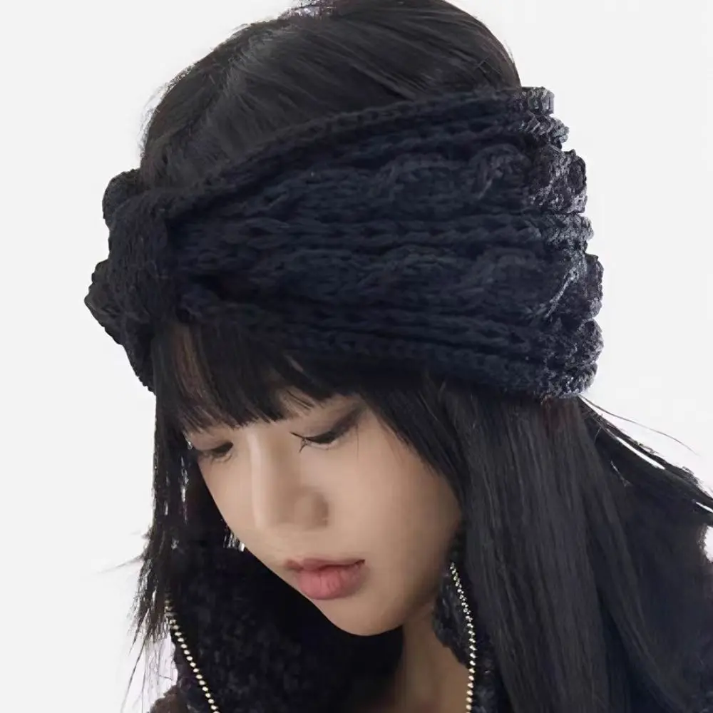 

Ear Warm Bow Headband Bow Knot Wide Edge Winter Headband Turban Korean Style Wool Knitting Headdres Winter Hair Accessories