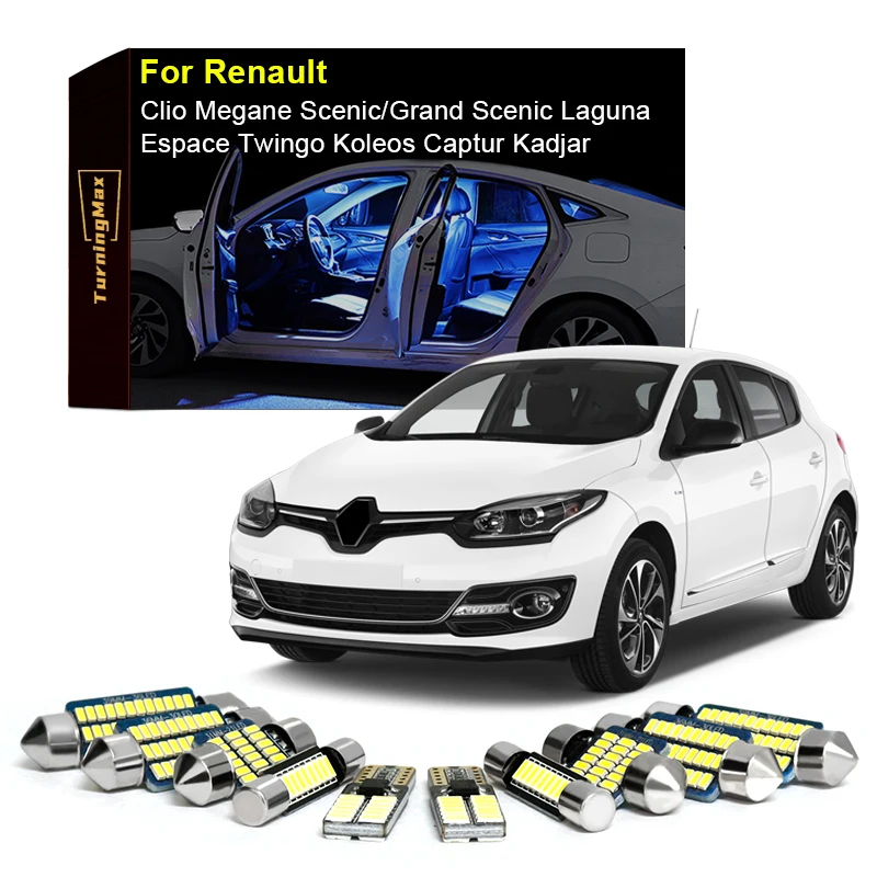 

Canbus LED Interior Lights Kit For Renault Clio Megane Captur Kadjar Laguna Grand Scenic Espace Koleos Twingo II III IV MK 2 3 4