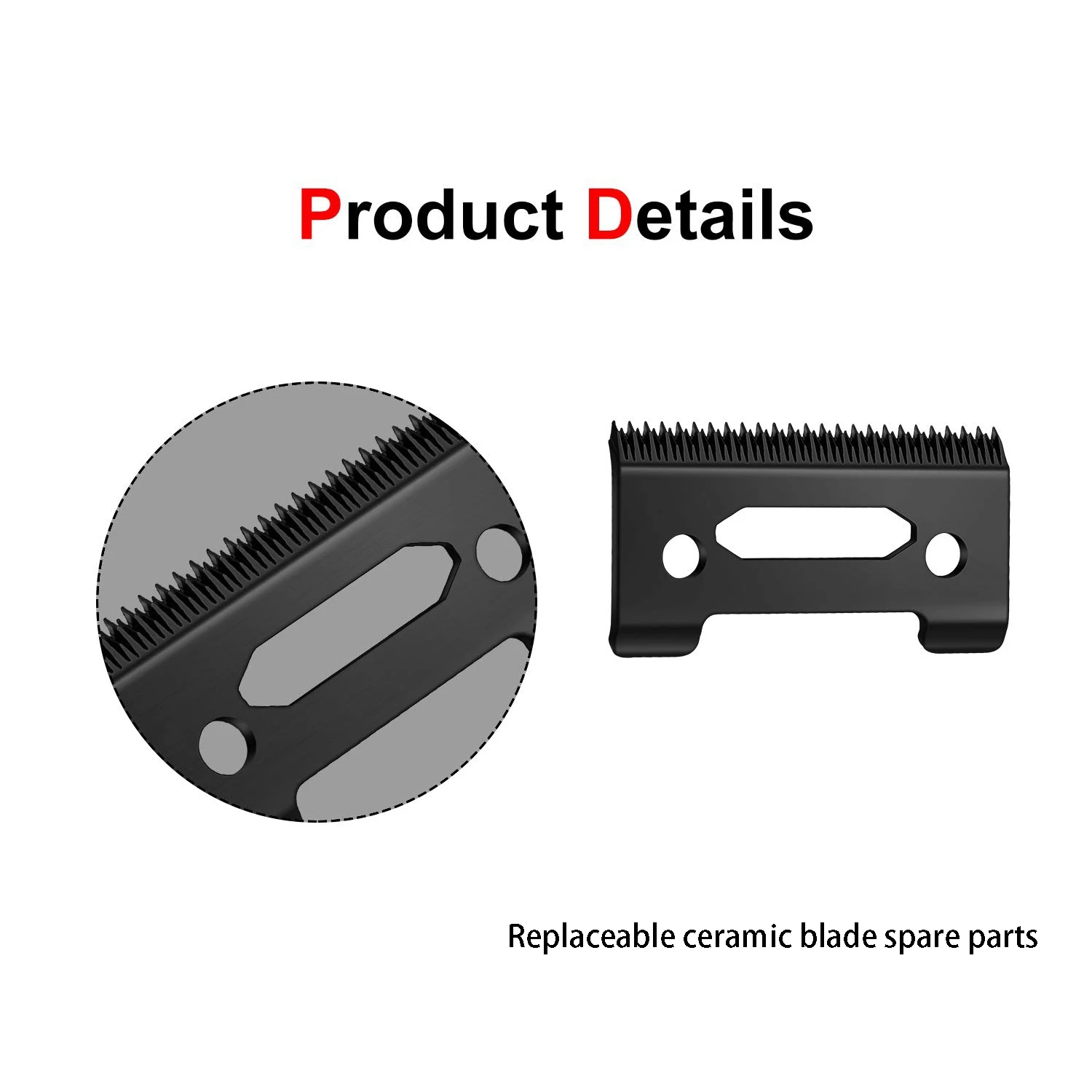 A24P 6 Pcs Ceramic Blade Ceramic Replacement Cutter ,28 Teeth Ceramic Clipper Blade Replacement Cutter 2-Hole Clipper,Black