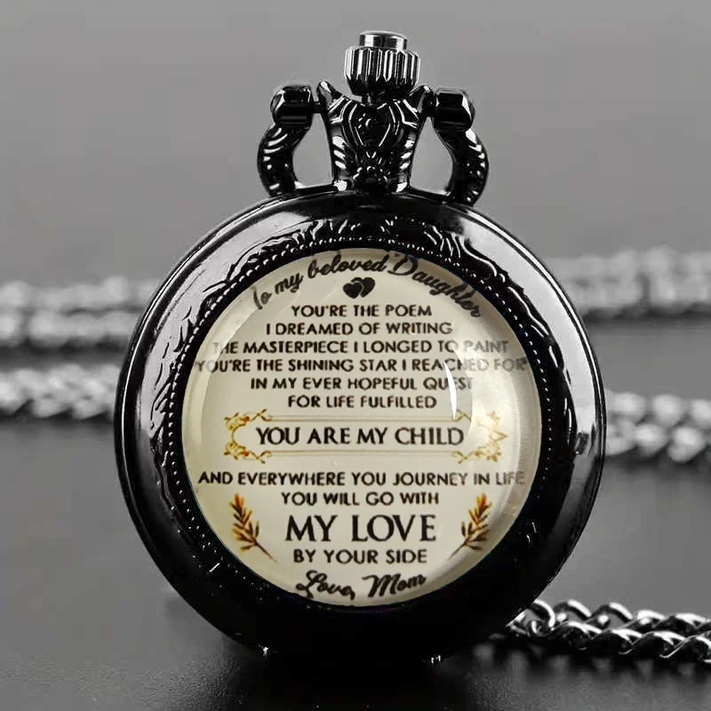 1pc black flip pocket watch classic small hanging watch perfect gift exquisite pocket watch fashion accessory trend