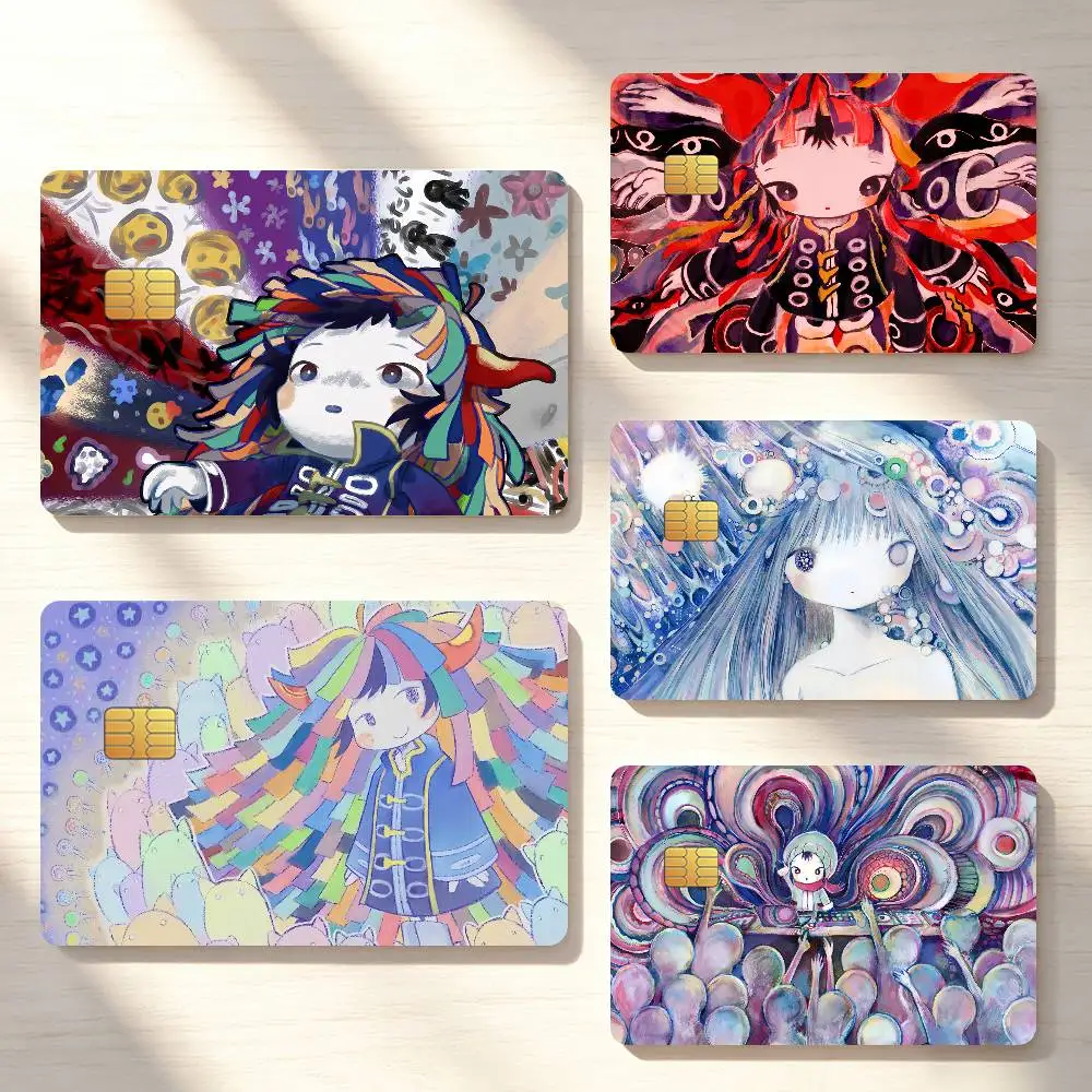 Cartoon Singer K-Kikuo Girl Credit Card Skin Stickers For Bank Bus Metro Cards Waterproof Anti-Scratch Gift 4PCS