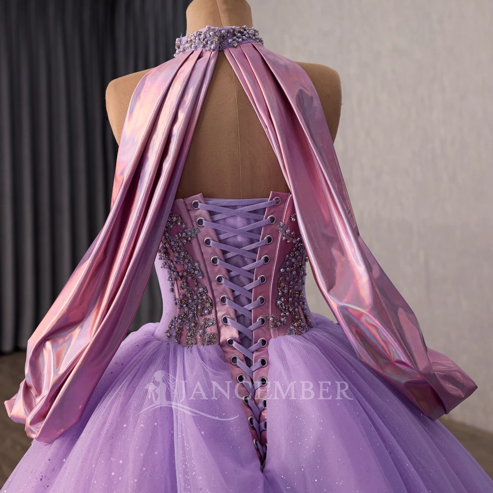 Princess Strapless Ball Gowns Quinceanera Dress Beaded Birthday Customized Lace Up Back vestidos de 15 quinceañera Court Train