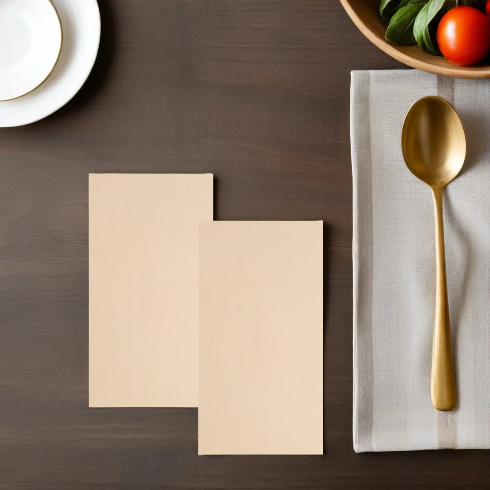 

2 упаковки двухслойных бумажных салфеток бежевого цвета, одноразовые, для ресторанов, мягкие, впитывающие, для праздничного использования на столе