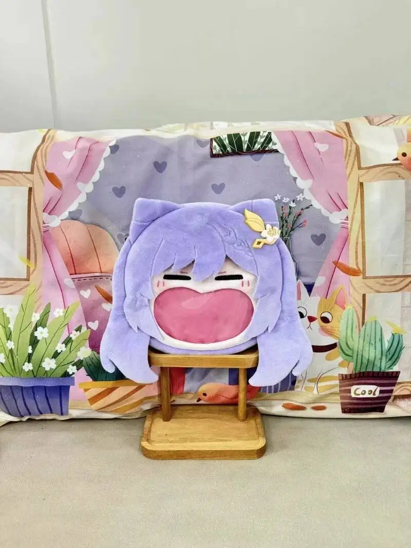 Game Genshin Impact Cosplay Keqing Plush Transparent Campus Zipper Big Mouth Cartoon Backpack Messenger Shoulder Bag