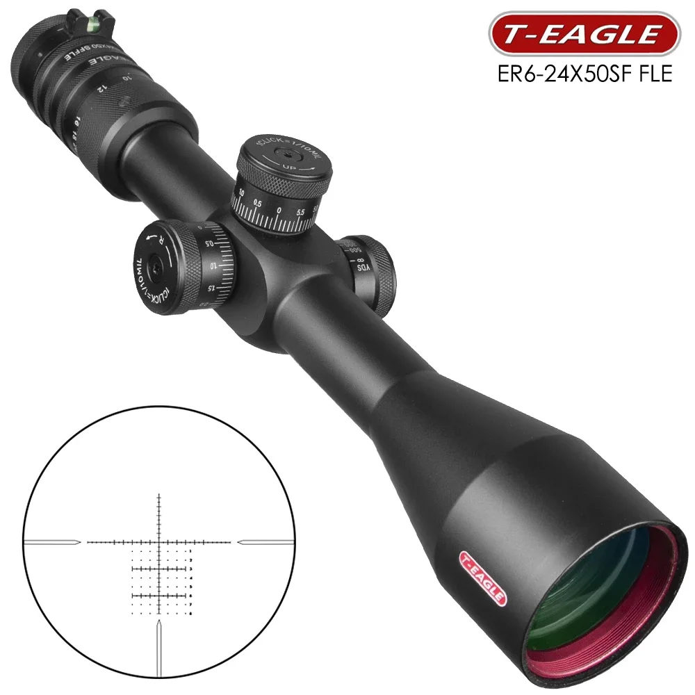 T-Eagle SFFLE 6-24x50 Riflescope Hunting Optical Scope Level  Sights Side Focusing Rifle Scope Sniper Long Range Sights