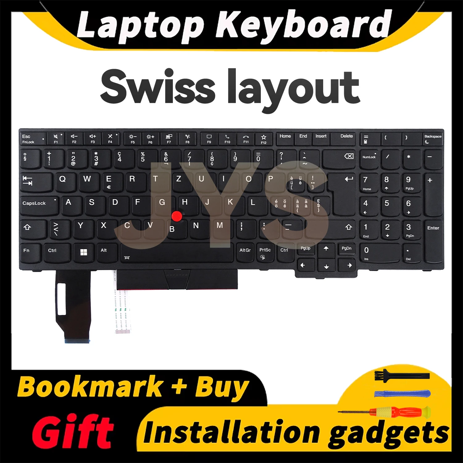 

Swiss layout keyboards internal Black For Lenovo ThinkPad T15 Gen1 Gen2/P15S Gen1 Gen2 laptop keyboard with backlit 5N20V78929
