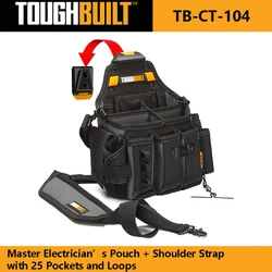 TOUGHBUILT TB-CT-104 Master Electrician’s Pouch + Shoulder Strap with 25 Pockets and Loops Non-slip Rugged Tool Bag Pouch