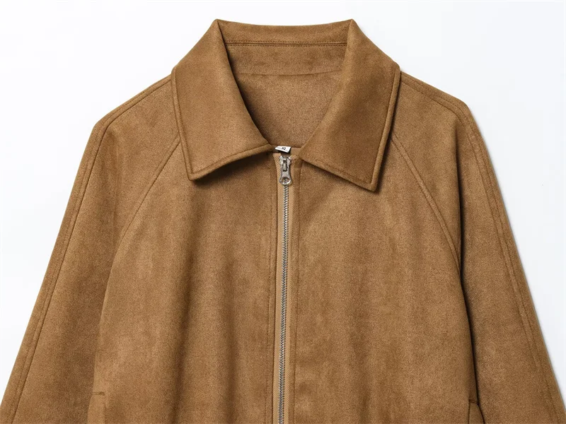 New Fall Womens Jacket Fleece Lapel Long Sleeve Casual Fashion Versatile Outerwear Coat