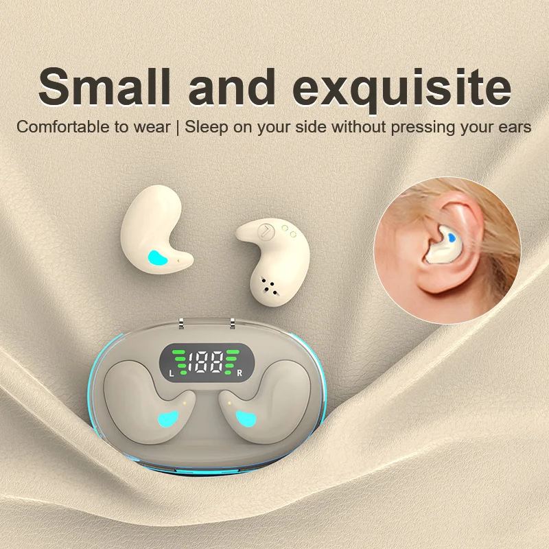 Ultra Thin Bluetooth Earphones Power Display Long Battery Life Sleeping Use Comfortable Wear Headset Listen Music Phone Call