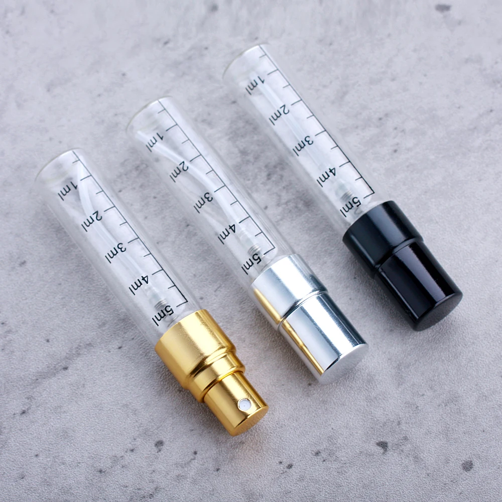 100pcs 5ml Fine Mist Spray Bottle Portable Graduated Glass Refillable Perfume Bottles Sample Sprayer Empty Bottle Vials
