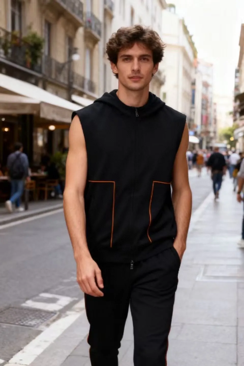 

New Rich Men's Casual Autumn Winter Svel Vest Set Youth Faion Busin Leisure Hooded Jaet Men's No Sve Vest