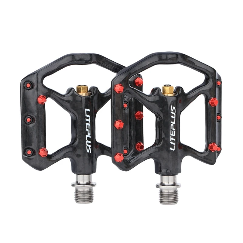 LITEPLUS Bicycle Pedal Anti-Slip Ultralight Carbon Fiber MTB Mountain Bike Pedal Sealed Bearing Pedals Bicycle Spare Parts