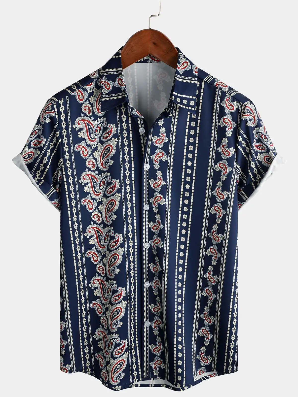 New Men's Dark Ethnic Striped Linen D Printed Shirt Short Sleeve Lapel Basic Hawaiian Beach Vacation Party Shirt Outerwear Top