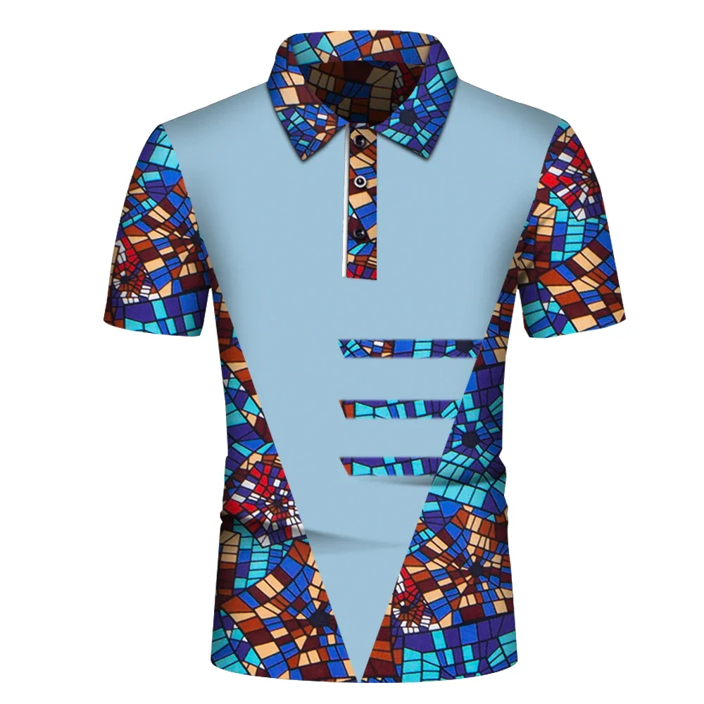 

Summer African Shirt for Men African Print POLO Style Shirt Male Tops Short Sleeve Men African Clothes Fashion Plus Size Wyn860