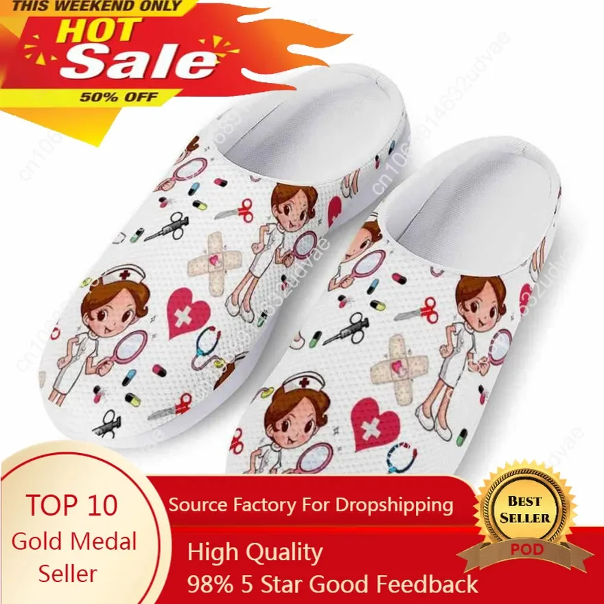 

Womens Summer Slippers Hospital Nurse Printing Home Slipper Ladies Non-Slip Beach Sandals For Females Nursing Shoes