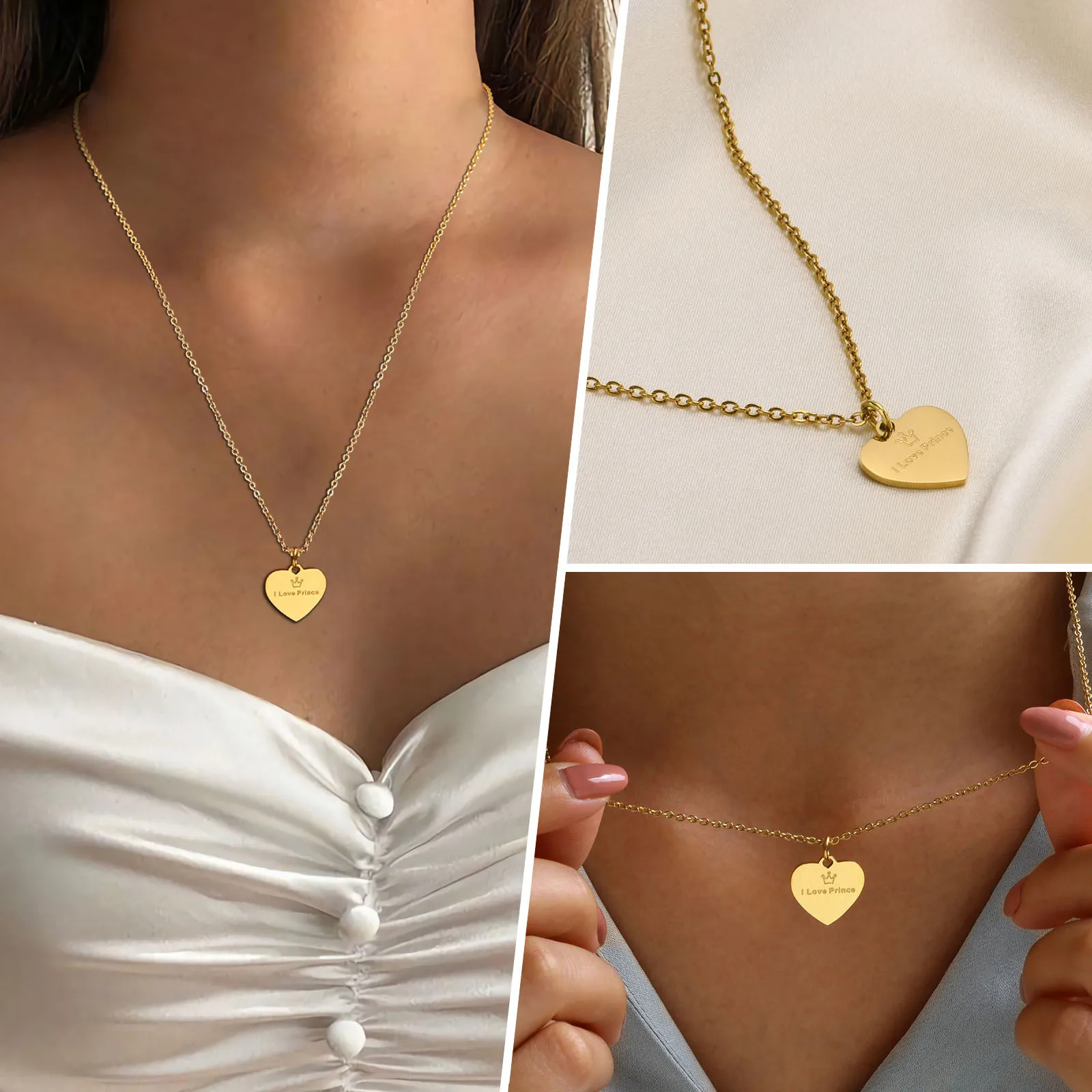 Customized Heart Necklace, Engraved 