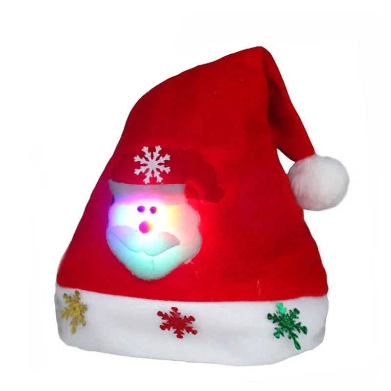 Cute Christmas LED Hat Kids Adults Cap Children Girl Hat New Year Costume Santa Claus Xmas New Year Winter Navidad Gift Decor