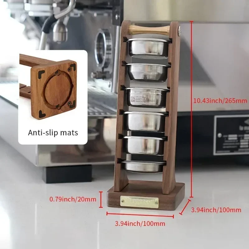Coffee Filter Holder Black Walnut Espresso Handle Filter Basket Holder Coffee Container Storage Rack Barista Accessories