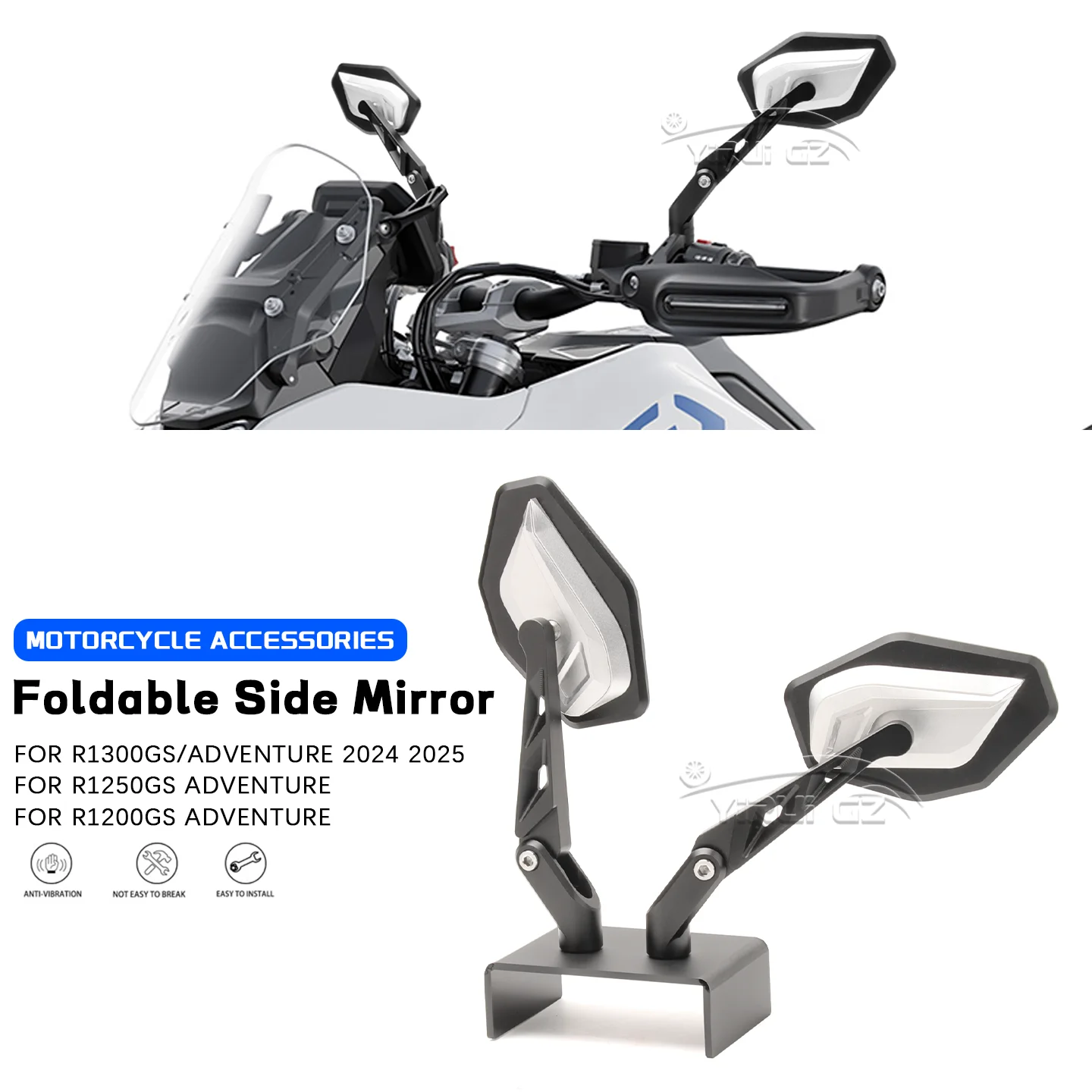 

New CNC Aluminum Foldable Rearview Mirror Adjustable Side Mirror FOR BMW R1300GS R1250GS 1200GS Adventure Motorcycle Accessories