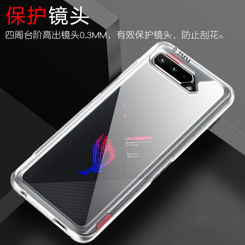 For Asus ROG Phone 5 Ultimate 5s Pro 6 6D 7  Case Ultra-thin Soft TPU Frame Transparent Acrylic Shockproof Back Cover Fundas