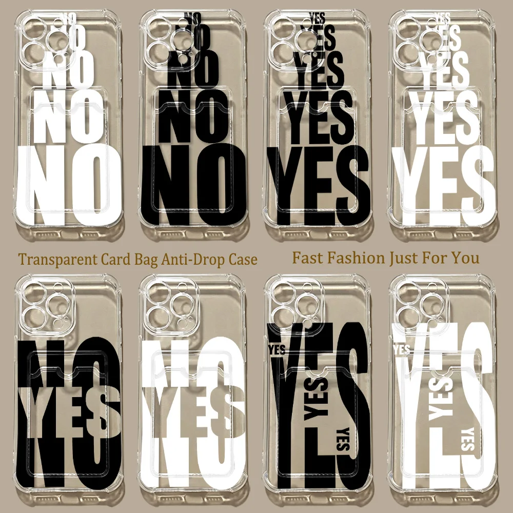 Letter Yes And NO SWAGS Card Hold Phone Case For Samsung Galaxy S26 S25 S24 S23 S22 S21 S20 FE Edge Plus Ultra M33 M53 M54 5G