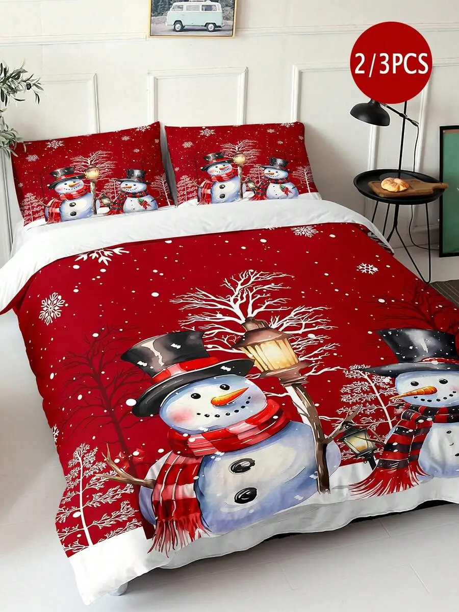

2/3 шт., рождественские украшения, рождественские подарки, комплект пододеяльников-дышащее мягкое постельное белье из полиэстера с застежкой-молнией, цифровой принт