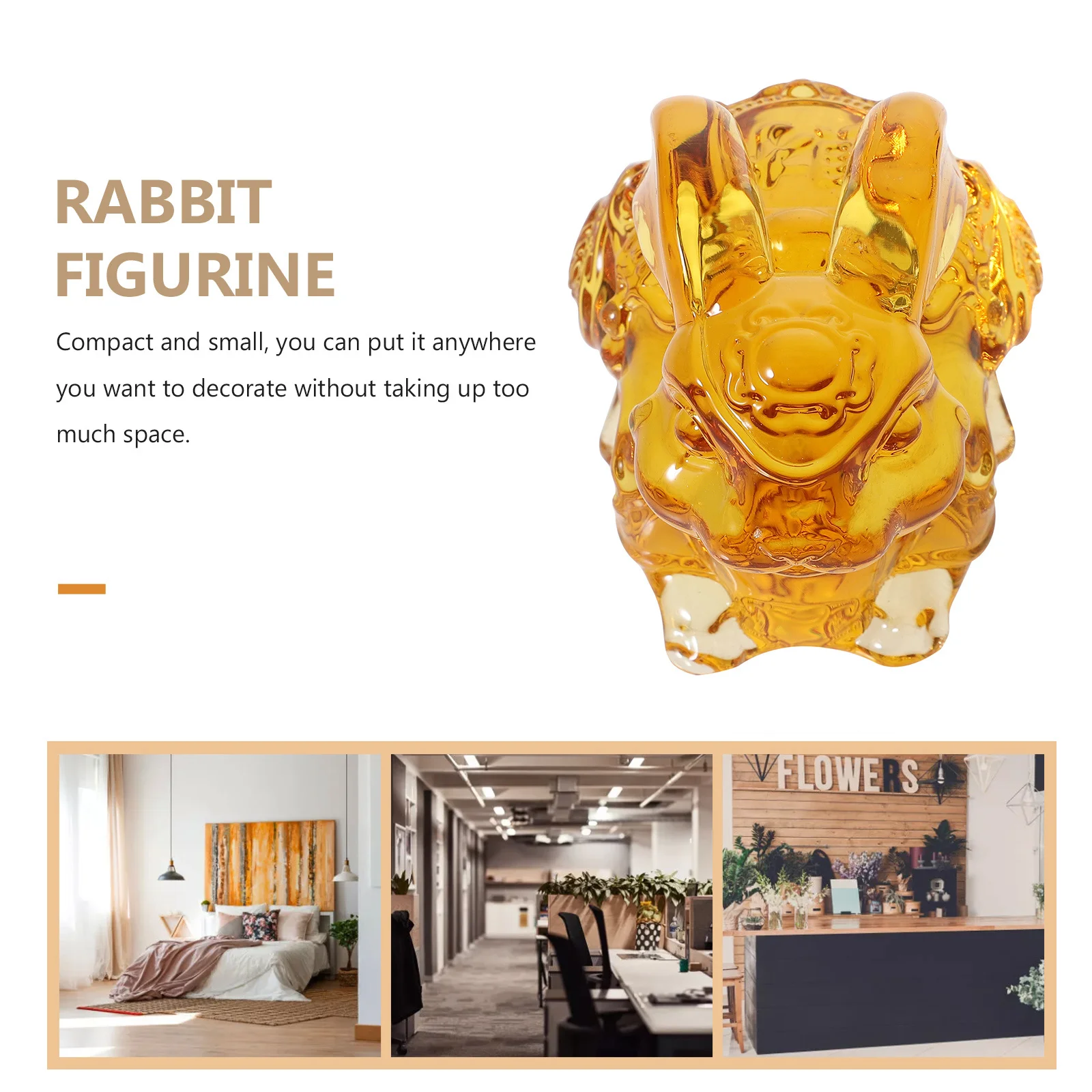 

Crystal Bunny Rabbit Ornament for Desk Car Indoor Outdoor Decor Exquisite Mini Statue Animal Craft Home Decorative Accessory