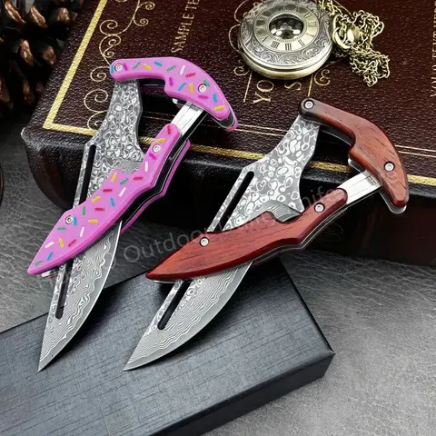 Damascus Steel High Quality Folding Knife G10 Handle Outdoor Portable Survival Knife Camping Jungle Hiking Multi-Purpose Tool