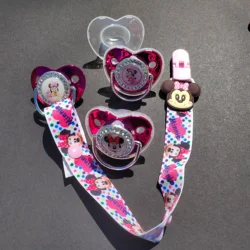 [Disney Minnie Mouse] Baby Schnuller Clip Baby Silikon gefälschte Schnuller glänzende Schnuller einzigartiges Geschenk für Babys Chupetes Para Bebes