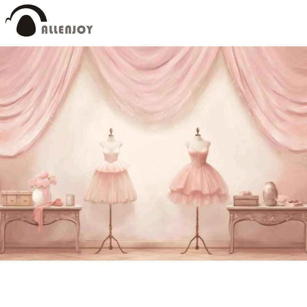 

Allenjoy Little Dancer Elegant Ballerina Photography Backdrop Fashion Doll Pink Room Ballet Dress Photoshoot Background