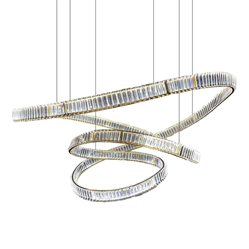 

Villa duplex building chandelier, jellyfish light luxury high staircase hall, crystal lamp building middle floor