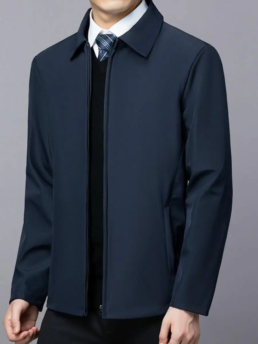 

Loose Fit Casual Jaet for Men Autumn Spring Busin Casual Dad Clothes Middle Aged And ly Outerwear Collared Top