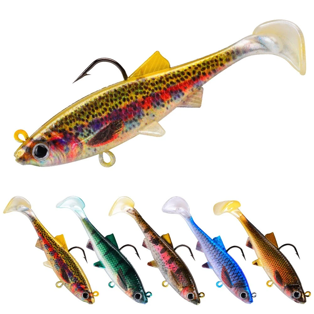 1 Stück 8cm 9,5g PVC Jig Weichköder T-Schwanz Barsch-Angelköder Künstlicher Köder Shad Weicher Schwimmköder für Hecht Zander Barsch Pesca Angeln