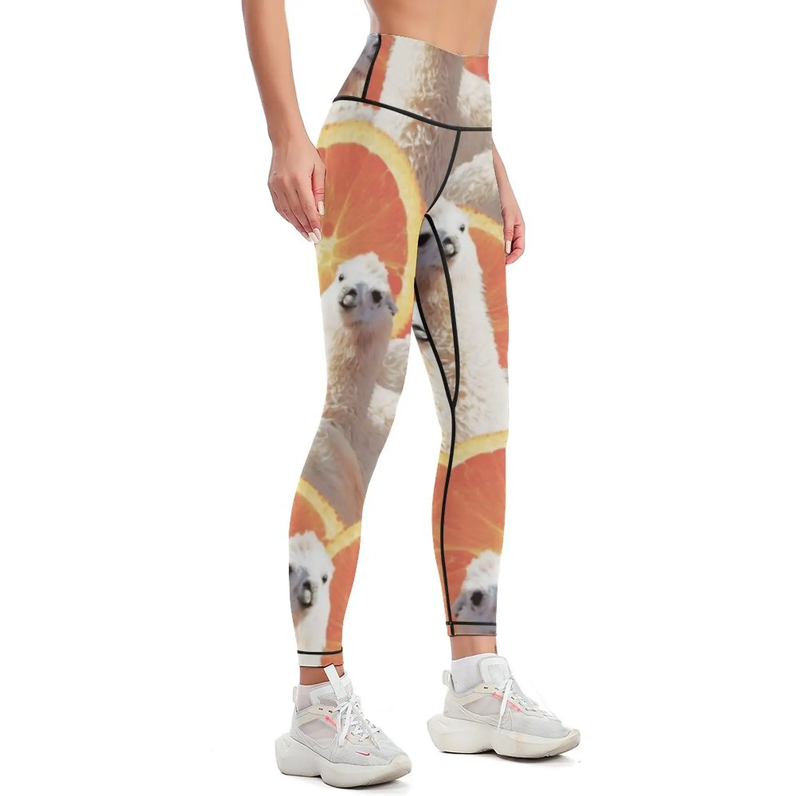 Funny Llama Orange Crazy Collage Leggings sports shirts gym Sportswear woman gym Womens Leggings