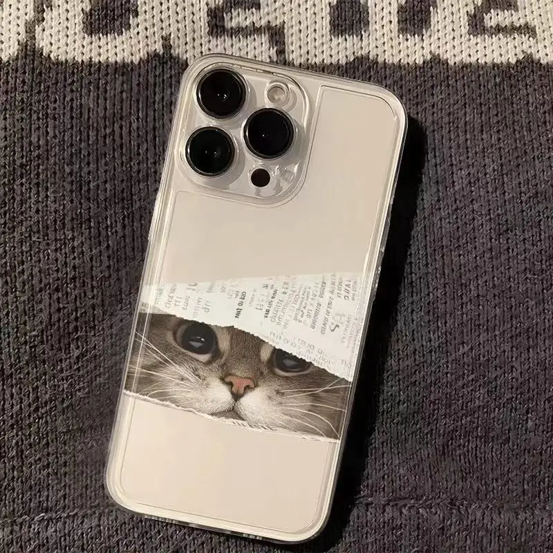 Cat Phone Case For iPhone 16 15 14 13 12 11 Pro XS MAX 7 XR 8 7 Plus Clear Cover Fundas